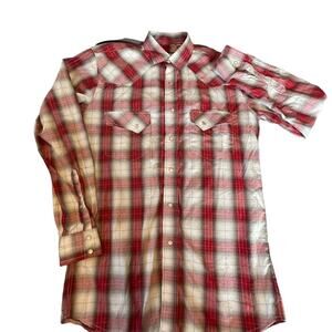 Cody James Shirt Mens M Red Plaid Pearl Snap Long Sleeve Western Rodeo Cowboy